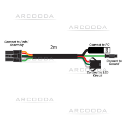 Pedal Assembly Cable with Switch LED and USB Plug 200cm - Connection Options