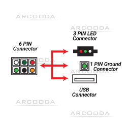 Pedal Assembly Cable with Switch LED and USB Plug 200cm - Connection View