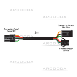 Pedal Assembly Cable with Switch and LED Plug 200cm - Connection Options