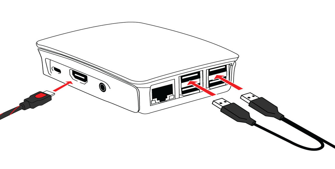 Connect HDMI & USB Cables from Arcooda Machine to Raspberry Pi  