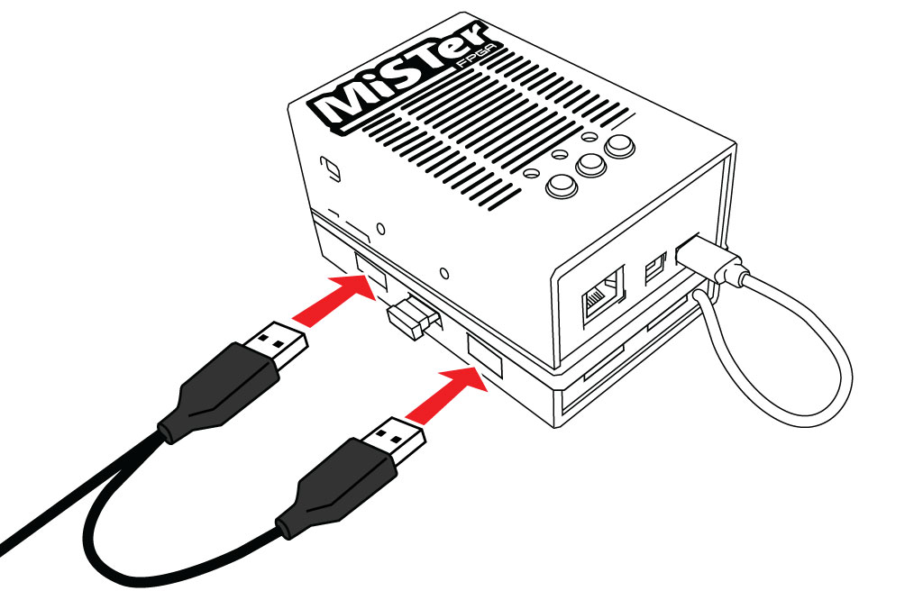Connect the Arcooda Twin USB cable from the I/O Board to the MiSTer Console                